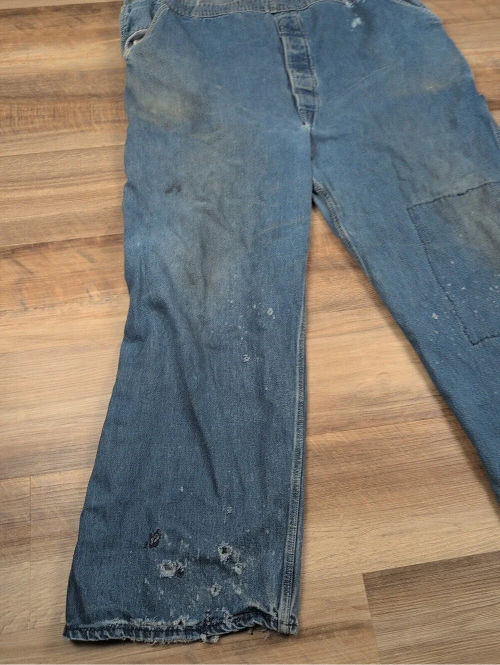 VTG Distressed Osh Kosh B'Gosh Bib Overalls Sanforized USA Vestbak UNION MADE